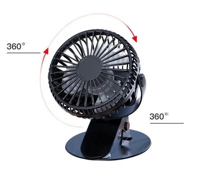 Ventilador Portátil De Mesa 360 ° Com Clipe USB Elétrico Silencioso Mini Inova - Imagem 3